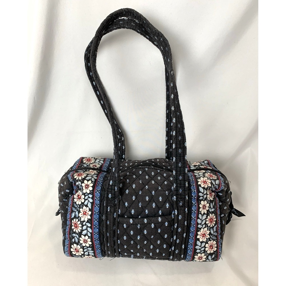 Vera Bradley Alpine Black Satchel Purse Bag Quilted Fabric Retired REWORKED!!